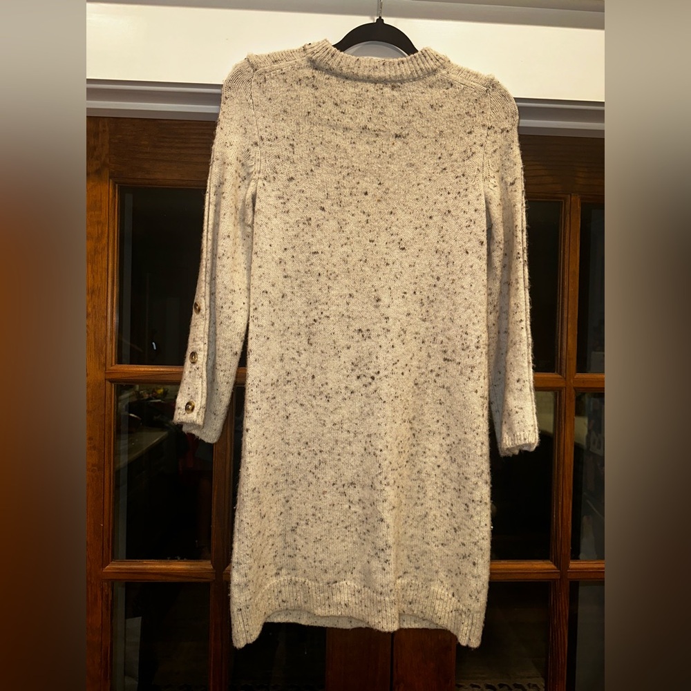 EUC Madewell Wool Blend Size XS Oversized Cozy Cream Sweater Mock Neck Dress - Picture 8 of 13